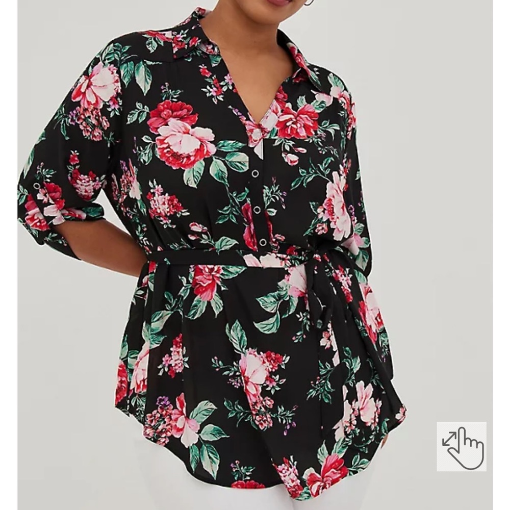 NWT Torrid Georgette Button Up with Tie Tunic Blouse 3